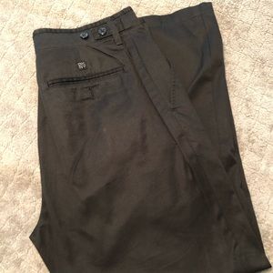 DKNY Mens Black Flat Front Pant